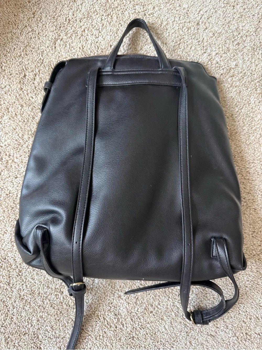 Sleek Black Leather Laptop Backpack